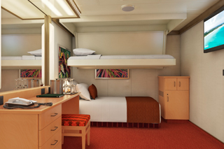 Inside cabin on Carnival Sunrise