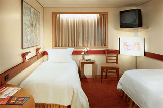 Inside cabin on Carnival Ecstasy